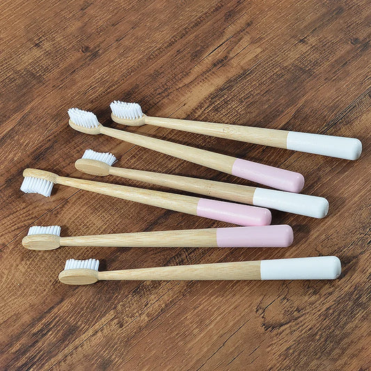 Pack de 5 Brosses à Dents en Bambou Écologiques – Poils DuPont Doux & Durables